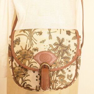 Gucci vintage floral crossbody bag brown old mini flower authentic genuine